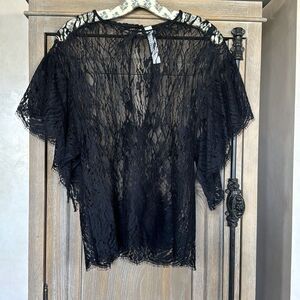 Iro Lace Pattern Bateau Neckline Blouse - Black Top size 36